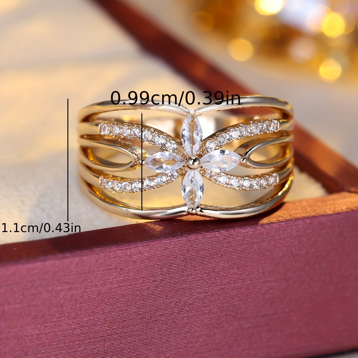 Flower Shape Ring with Zirconia Inlay for Women